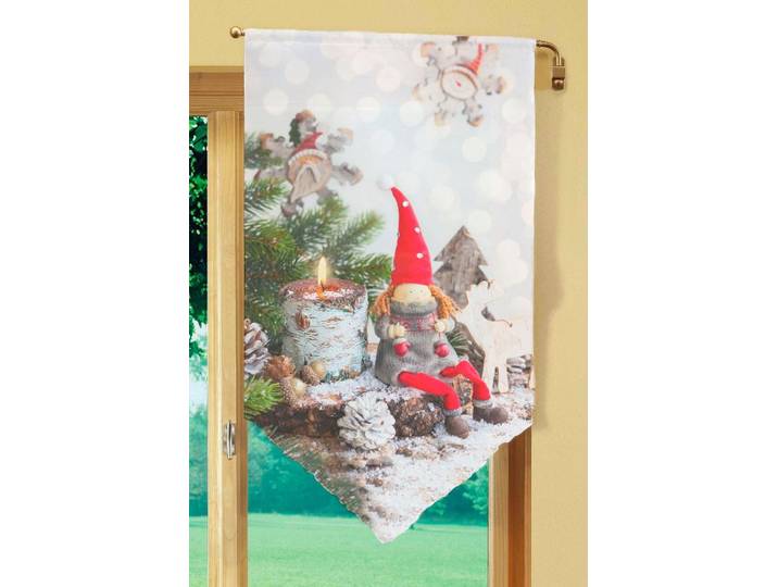 Scheibengardine HOME WOHNIDEEN WEIHNACHTSWICHTEL Gr. 1, rot, B:40cm H:80cm, Voile, Polyester, Gardinen, Scheibengardine, HxB: 80x40