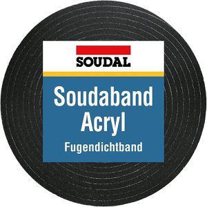 Soudal Kompriband Acryl 300 20/3-12, selbstklebend, schwarz, 20 mm x 10 m, nach DIN 18542, für Fugenbreite 3 - 12 mm
