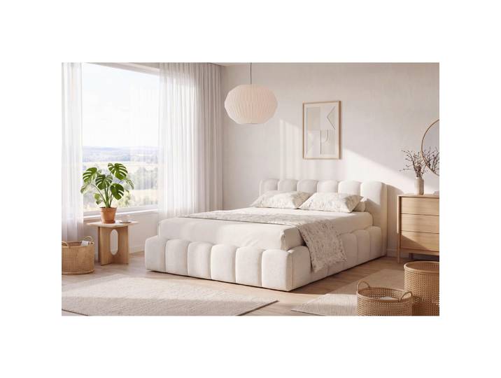 Livetastic Polsterbett, Creme, Kunststoff, Pappel,Pappel, Sperrholz,Sperrholz, 140x200 cm, gepolstertes Kopfteil, Stoffauswahl, in verschiedenen Größen erhältlich,nicht verstellbar, Schlafzimmer, Betten, Polsterbetten