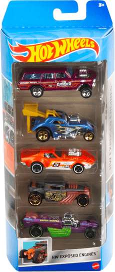 Hot Wheels 5 Car Gift Set with Die-Cast Vehicles for Ages 3 and Up, 1:64 scale