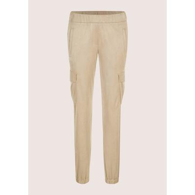 Cargohose MADELEINE "Cargohose Stoffhose in Cargo-Optik", Damen, Gr. 36, N-Gr, beige (natur), Obermaterial: 90% Polyester PES. 10% Elasthan EL., Modern, Hosen Cargohose, Modische Schlupfhose mit Cargodetails