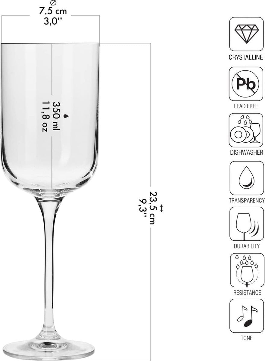 Set van 6 luxe wijnglazen