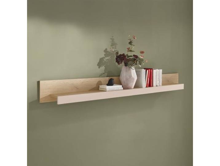 Wohnzimmer Wandboard 200 cm breit in Kaschmir Beige mit Cremona Eiche