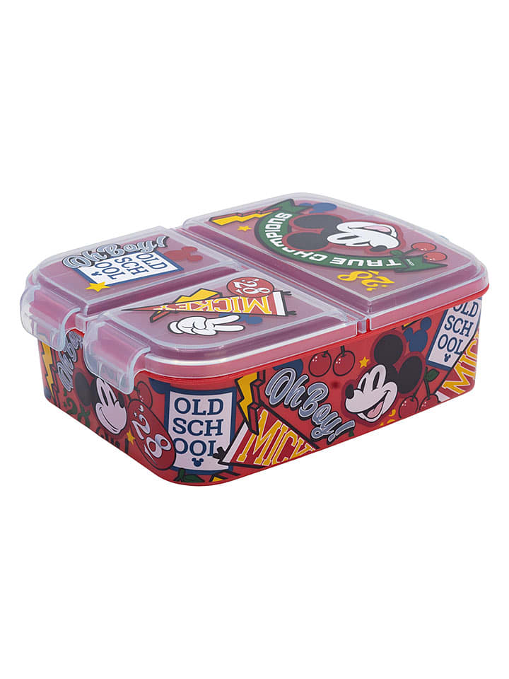Stor Lunchbox "Mickey" in Rot - (B)18 x (H)13,5 x (T)5,5 cm - onesize