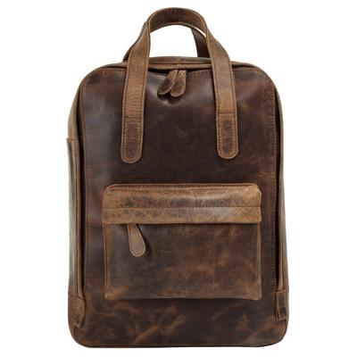 Laptoprucksack BAGAN "BAGAN Herren, Damen echt Leder", Gr. B/H/T: 40cm x 30cm x 10cm, onesize, braun, Leder, Rindsleder, Retro, Rucksäcke Laptoprucksack, echt Leder
