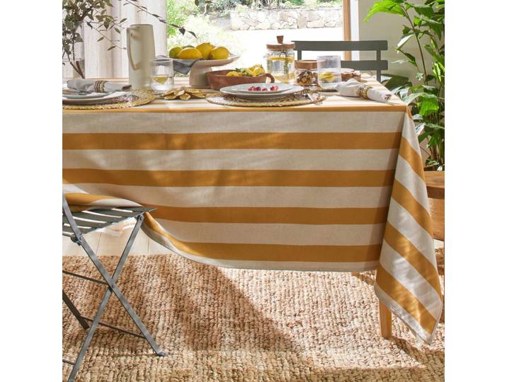 Nappe en coton jaune ocre 140x300cm