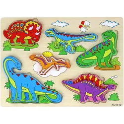 3D-Puzzle aus Holz für Kinder, Logikspiel, Dinosaurier, 11 Teile.