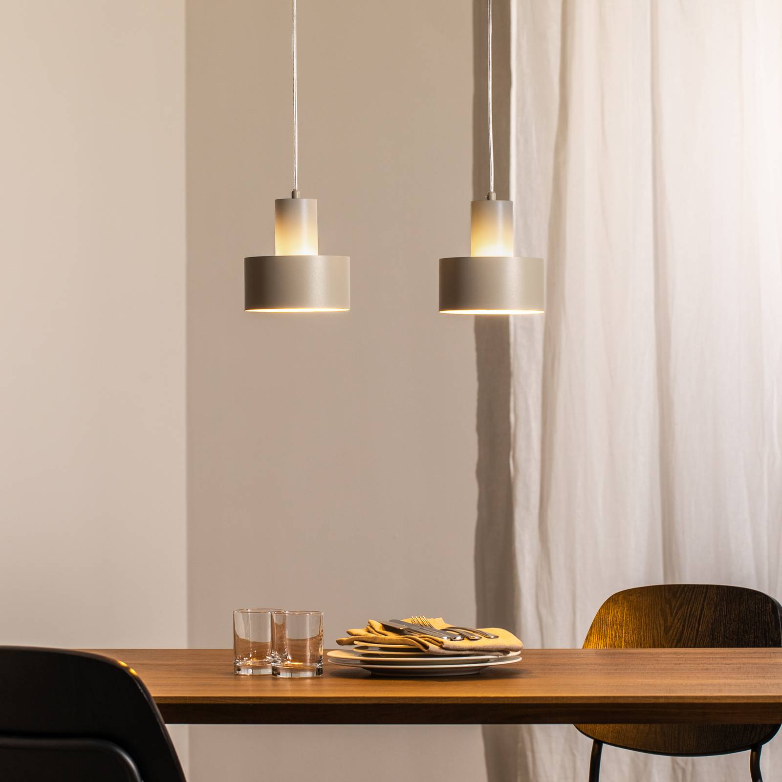 Hängeleuchte Rif 2 SIGMA, dimmbar, creme / amber, für Wohn- / Esszimmer, Metall, Modern