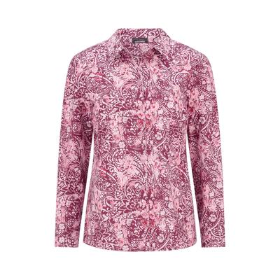 Hemdbluse GOLDNER "Hemdbluse mit Paisley-Druck", Damen, Gr. 42, rosa (bordeaux, gemustert), Modern, figurumspielend, V-Ausschnitt, Manschette, Blusen Hemdbluse, Sattel im Rückteil