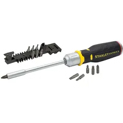 STANLEY FATMAX Bit-Schraubendreher mit Ratsche 12 Bits: 5mm, 6,5mm, 8mm, PH1, PH2, PH3 - FMHT0-62690