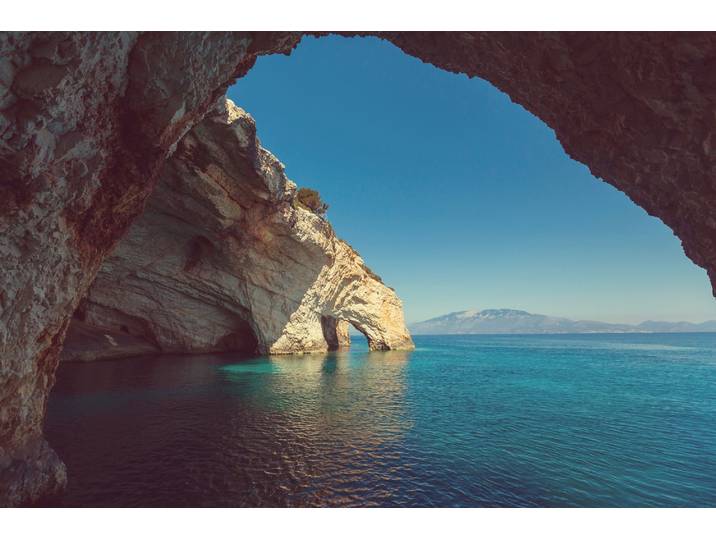 Fototapete PAPERMOON GROTTE-ZAKYNTHOS INSEL MEER GRIECHENLAND FELSEN GEBIRGE , bunt, B:4m L:2,6m, Vlies, Tapeten, Fototapete