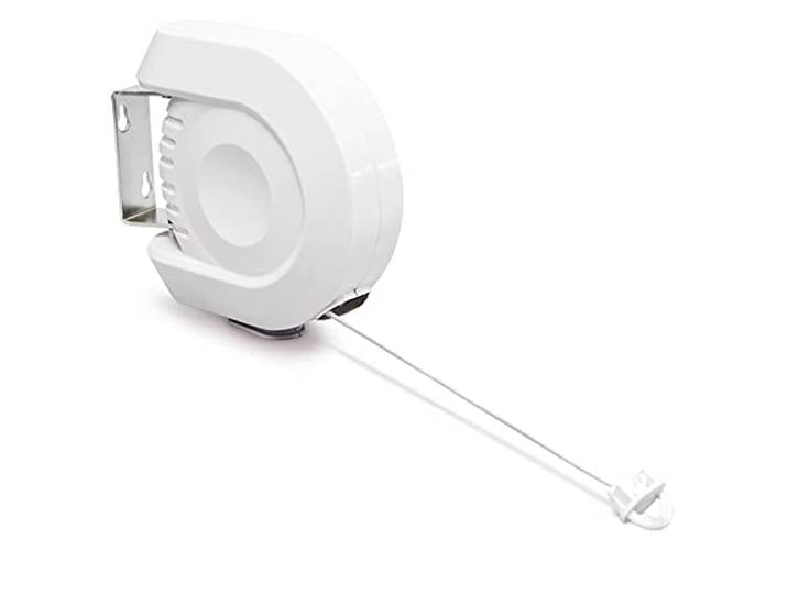 Relaxdays Corde à linges rétractable\, 12 m\, étendoir\, Usage intérieur/extérieur\, Séchoir\, Fil à Linge\, Plastique\, Blanc