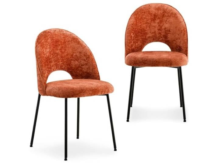 IDIMEX Esszimmerstühle Serena 2er Set orange - Polsterstuhl für Esstisch, moderner Küchenstuhl mit Rückenlehne, Essstühle mit schwarzem Metallgestell