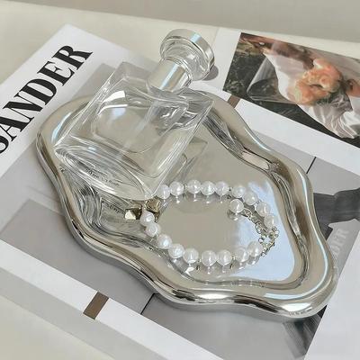 Uplift Essentials Cloud Shaped Jewelry Storage Tray Creative Electroplated Desktop Dish silver