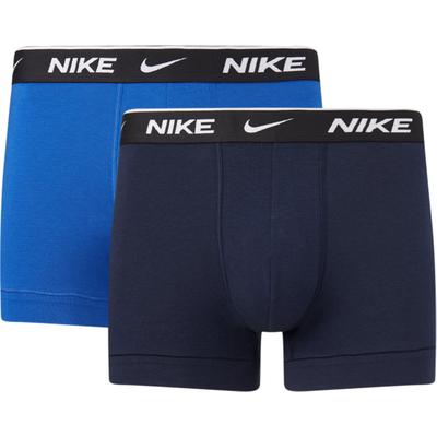 Trunk NIKE UNDERWEAR "TRUNK 2PK", Herren, Gr. XXL, Jersey, obsidian, game royal, Jersey, Obermaterial: 95% Baumwolle, 5% Elasthan, körpernah, Unterhosen, mit Logo-Elastikbund