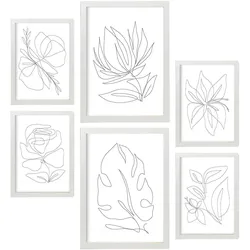 POSTER Set Mit 6 Fairer Fiore In Blume Zusammenfassung Ästhetische Dekorative Gemälde Für Ihr Wohnzimmer, Schlafzimmer, Zuhause A3 & A4 Weißer Rahmen