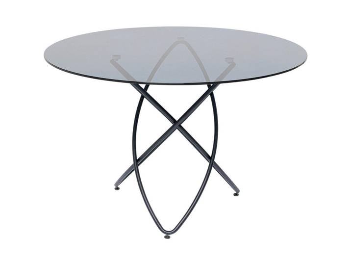 Kare-Design Esstisch, Schwarz, Metall, Glas, rund, C-Form, 120x76x120 cm, Esszimmer, Tische, Esstische, Glastische