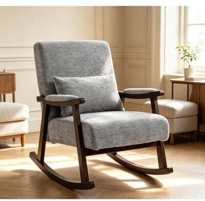 Mid Century Modern Accent Chair rocking chair with Solid Wood Frame