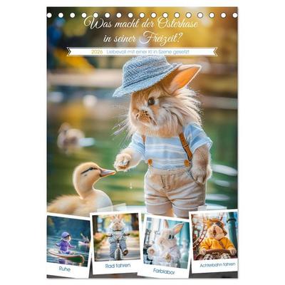 Was macht der Osterhase in seiner Freizeit (Tischkalender 2026 DIN A5 hoch), CALVENDO Monatskalender