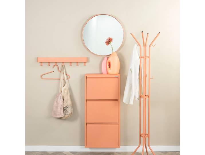 Garderobenständer SPINDER DESIGN Jessy , orange (clay terra), B:40cm H:170cm T:40cm, Stahl, Garderobenständer, Garderobenständer, Platzsparender Garderobenständer aus Stahl, 8 Haken & Schirmständer