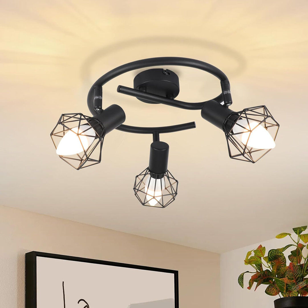 Borough Wharf Ceiling spotlight 3-flame round ceiling spots - ceiling light E14 retro swiveling industrial kitchen lamp metal for bedroom living room study hallway Stainless Steel 28cm H X 20cm W X 25cm D