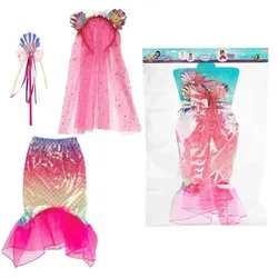 Toi-Toys - Kinderkostüm - Mermaids Verkleidungsset Meerjungfrau (Kleid, Diadem, Zauberstab)
