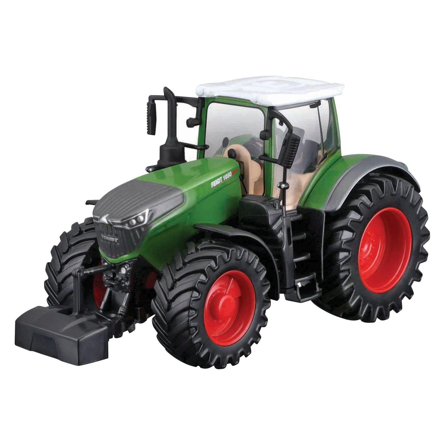 Bburago Traktor Fendt 1050 Vario: Spielzeugtraktor mit Schwungrad-Antrieb, abnehmbare Fahrerka (18-31611)