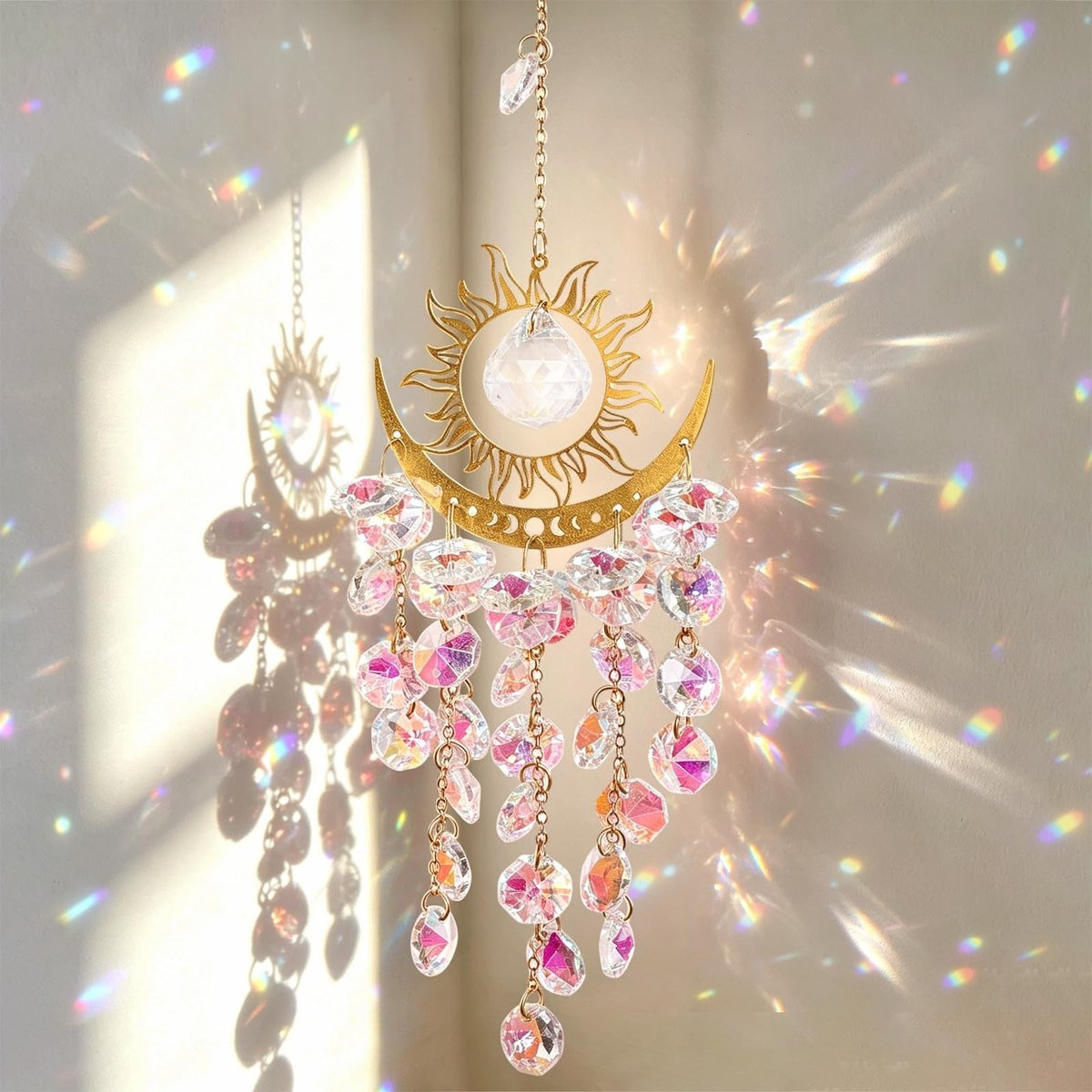 Dailygoods Zonnevanger Goudkleurig - Kristal Raamdecoratie - Hoogte: 38,5 cm