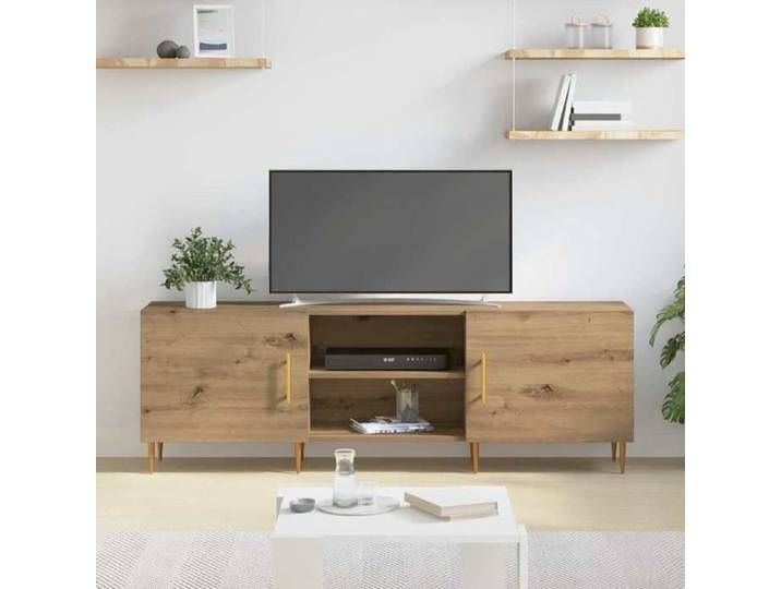 Cabinet TV - Marron - Meuble TV pour Télévision - 1 PC - chêne artisanal 150x30x50 cm Bois d'ingénierie T2114