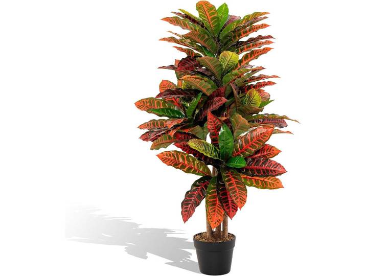 Costway Palmenbaum Rot, Kunststoff, 100 cm, Dekoration, Blumen & Blumentöpfe, Kunstpflanzen