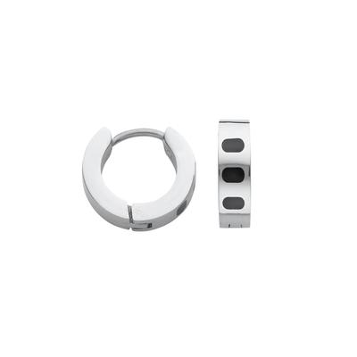 Paar Creolen FIRETTI "Schmuck Geschenk Edelstahl Ohrschmuck Ohrringe", silber (edelstahlfarben, schwarz), Ohrringe, Damen, 14mm, Edelstahl, Emaille