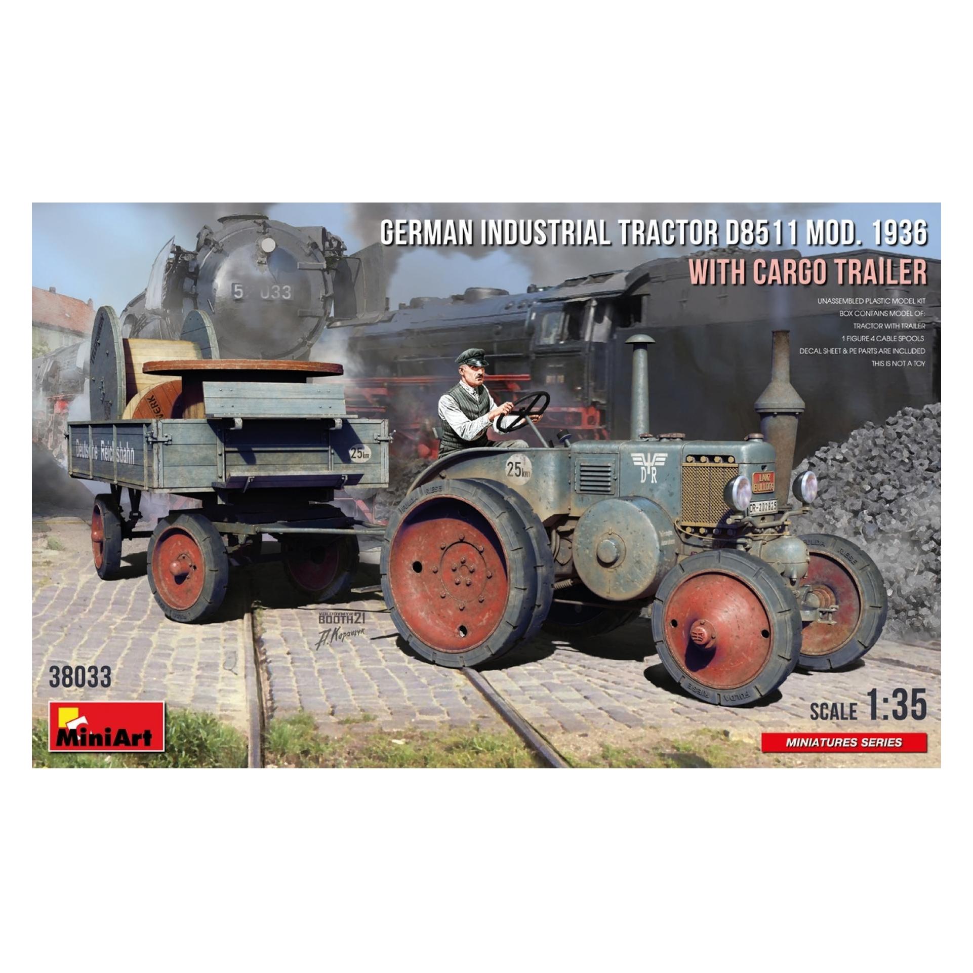 Mini art German Industrial Tractor D8511 Mod. 1936 with Cargo Trailer (1 Figure) (38033)