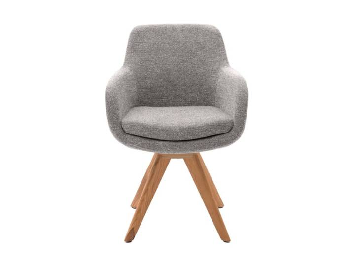 Musterring Tavia Schalensessel in Leder oder Textilgewebe mit Stativgestell aus Wildeiche - Strukturgewebe Sneak taupe - mit Drehfunktion &amp; Rückholfunktion Drehfunktion, Rückholfunktion Modern, Zeitlos