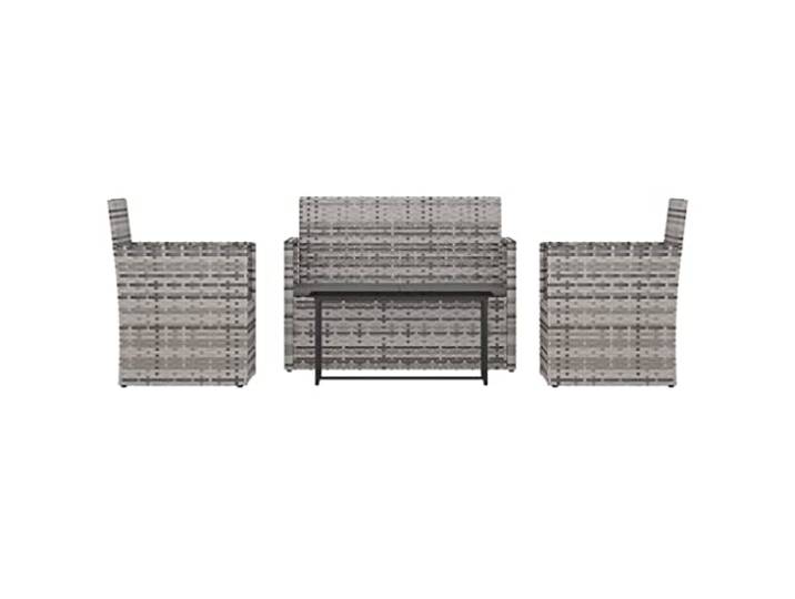 PUGYNBK Esszimmer-Set für den Außenbereich, 4-teilig, Rattan, Grau Eleganter Tisch, Kissen im Lieferumfang enthalten, robustes Polyethylen, einfache Montage