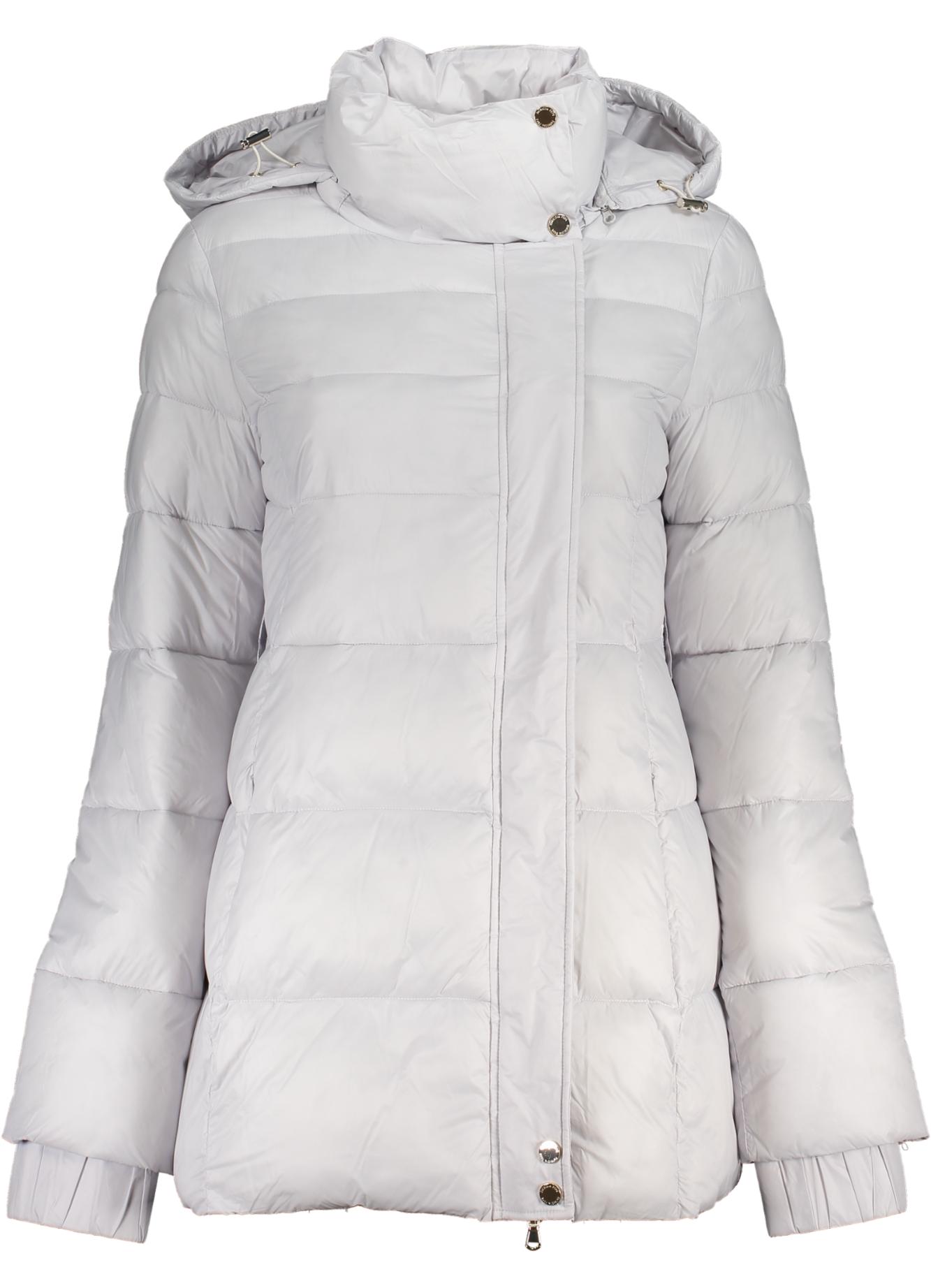Elegante Damenjacke in Weiß mit Gürtel und abnehmbarer Kapuze