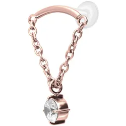 PTFE Labret mit Innengewinde + Titan-Aufsatz BOGEN + KETTE + KRISTALL