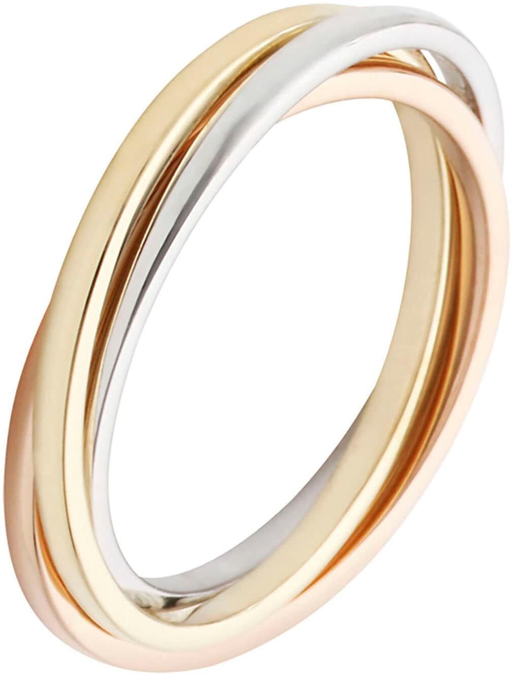 Goldring FIRETTI "Schmuck Geschenk Gold 375 verschlungene Tricolor-Optik" Gr. 68, rosa (gelbgoldfarben, weißgoldfarben, roségoldfarben), Fingerringe, Damen, 68, Gelbgold 375 Roségold 375 Weißgold 375, 1,5mm, Gelbgold 375, Roségold 375, Weißgold 375, Goldr