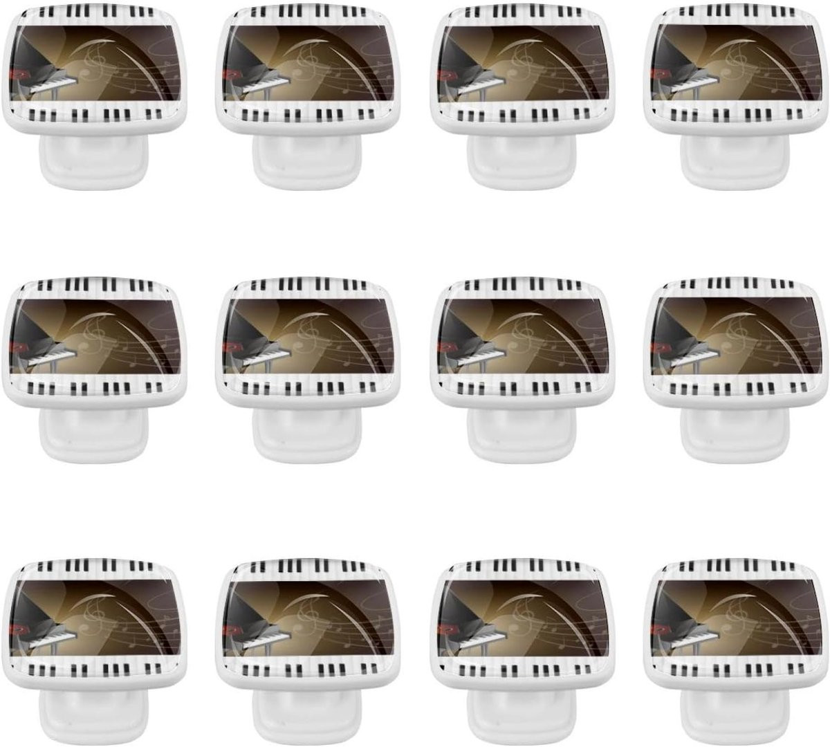 12 stuks Vierkante ladegrepen met muzieknoten design - Meerkleurig