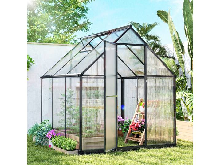 Outsunny Serre Aluminium Polycarbonate Transparent avec Fenêtre