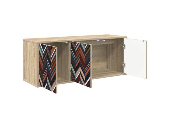 GKHPYURE TV-Wandschrank 102 x 33 x 40 cm Sonoma-Eiche mit 3 Türen Holztechnik, platzsparendes Design, große Fächer, dekoratives Muster, moderner Stil