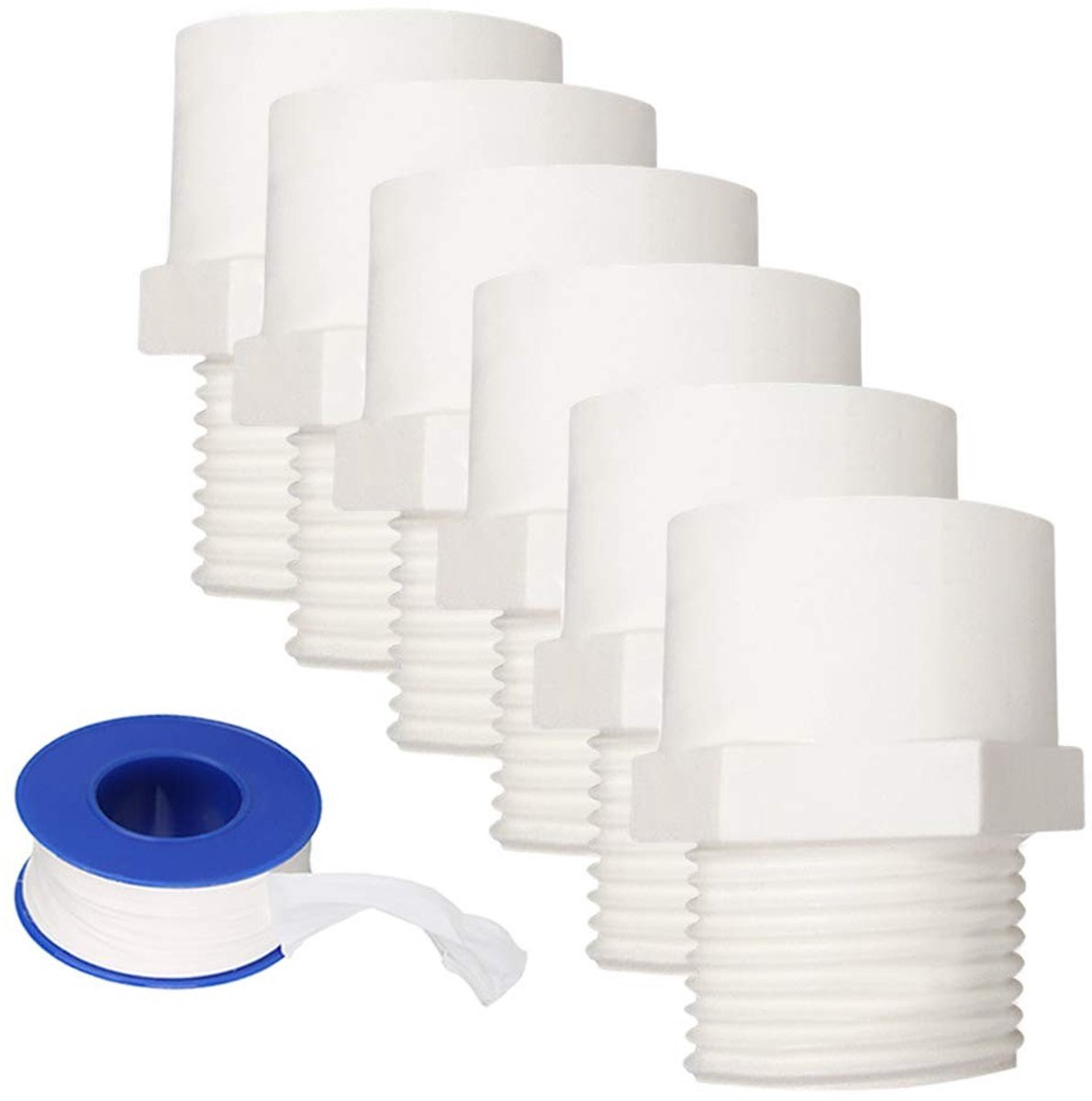 Solidchoice PVC Pipe Fittingen Set met 6 Adapter Connectoren en Waterdichte Tape, Wit