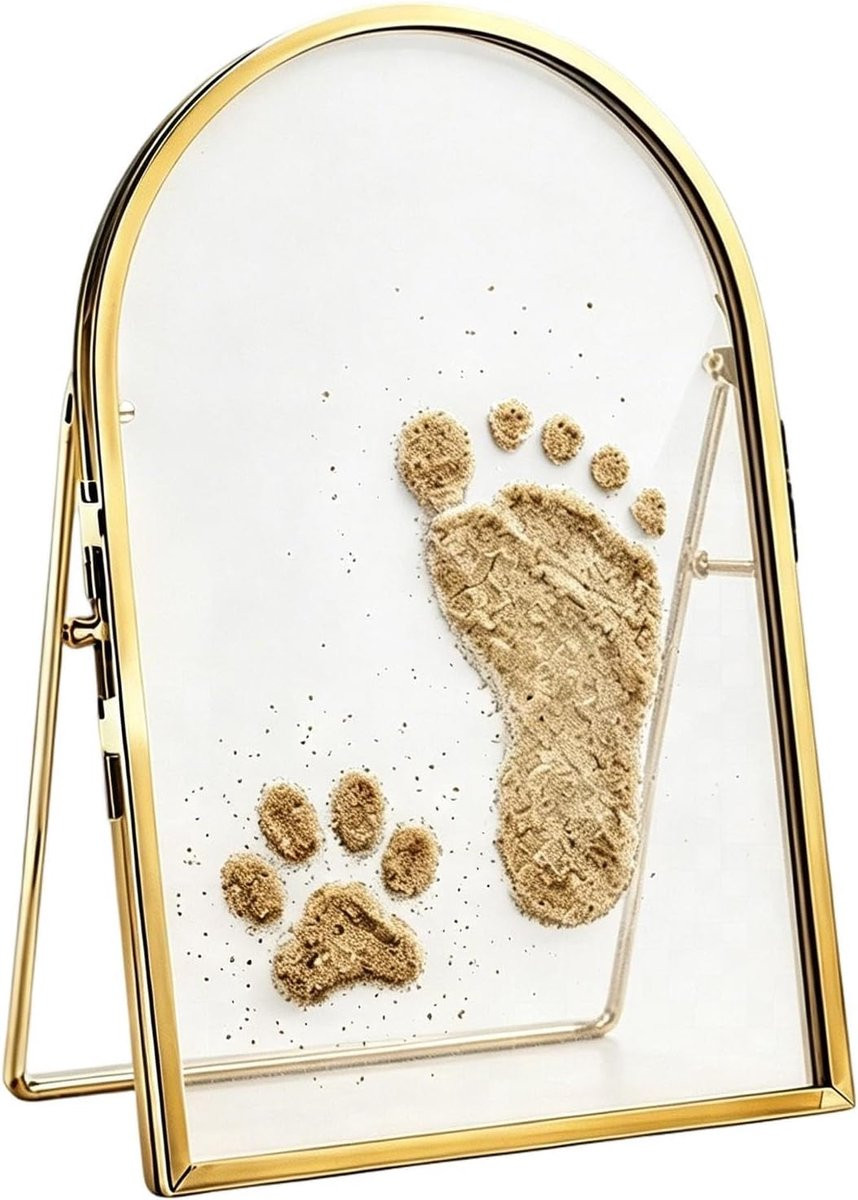 Aandenkader Huisdier Pootafdruk Frame Goudkleurig 10x15 cm