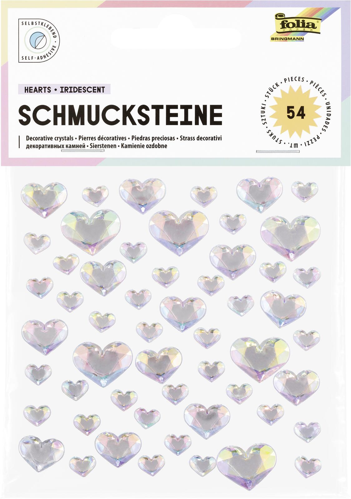 folia Schmucksteine HEARTS IRIDESCENT transparent 12313