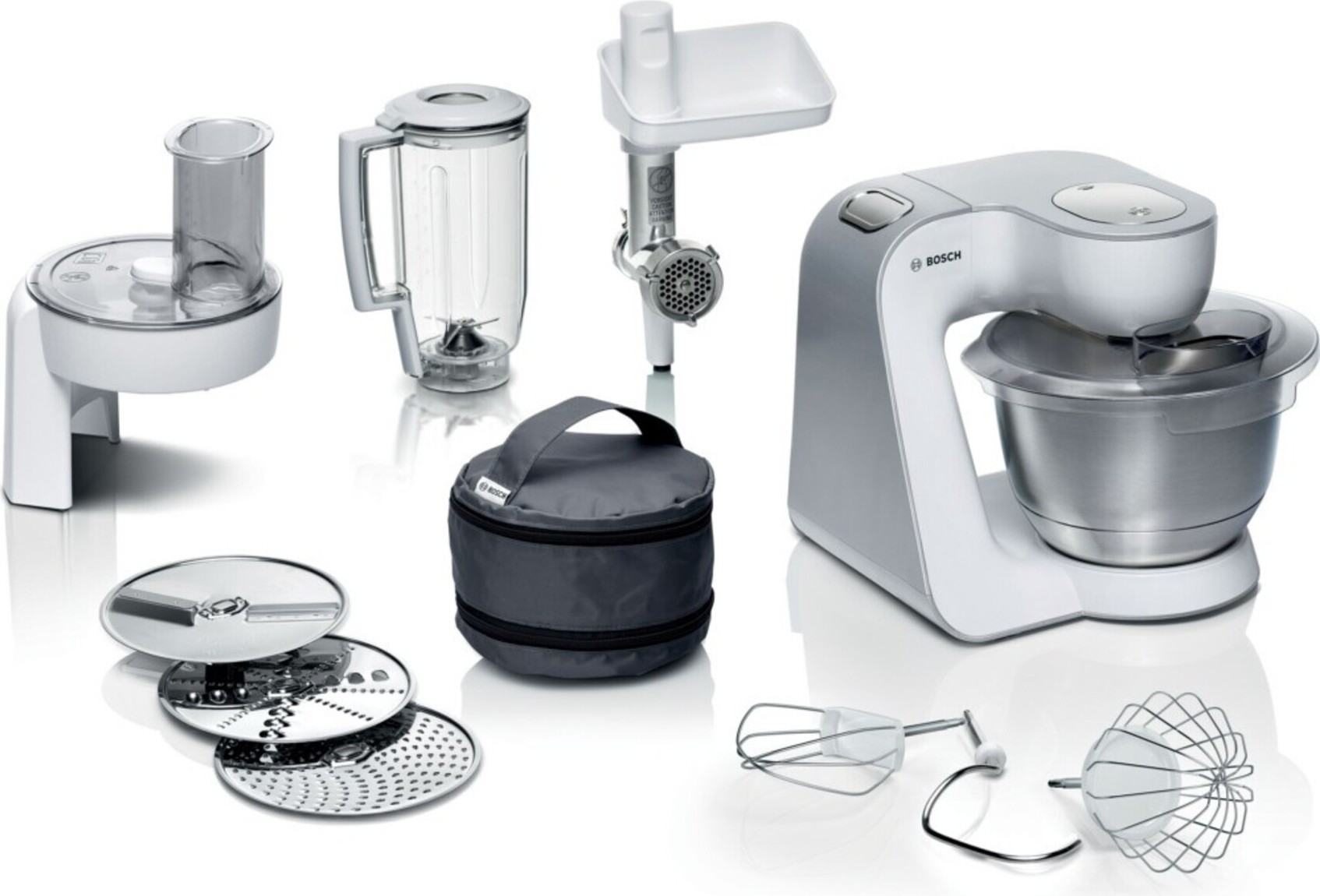 Bosch MUM58231, 3,9 l, Weiß, 3 Disks, Edelstahl, Kunststoff, Edelstahl, 1000 W