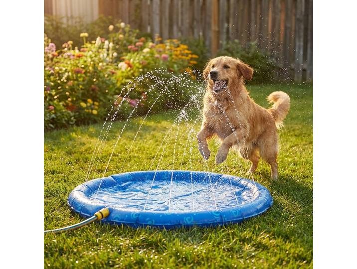 Wassermatte für Hunde, Sprühmatte, Ø 90 cm