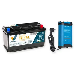 Voltrana Landstrom-Set 12,8V 134Ah Lithium LiFePO4 Batterie mit Victron Blue Smart IP22 12/30