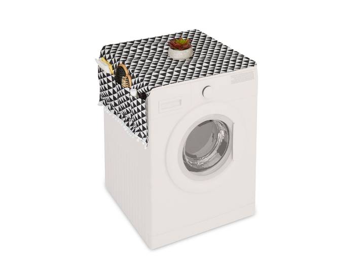 Waschmaschinenauflage mit Taschen Weiss-Creme-Schwarz