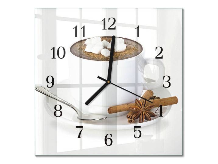 Tulup Wanduhr 30x30 cm - Schokolade, Weiß, Glas, Quadratisch, 30x30x0.4 cm, Dekoration, Uhren, Wanduhren