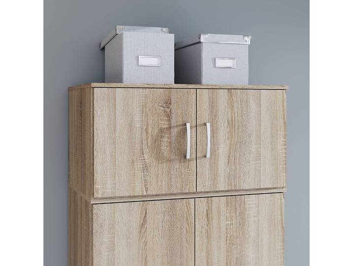 Schrankaufsatz Naja 82cm Braun/Eiche Sonoma Dekor Spanplatte, foliert