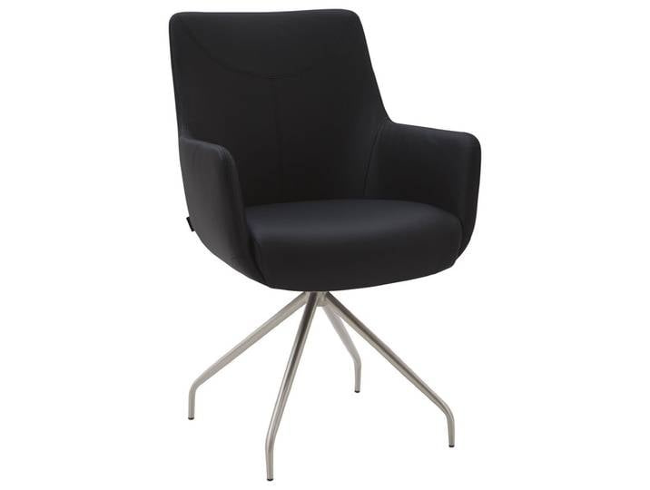 Stuhl LEON Leder schwarz/silberfarbig